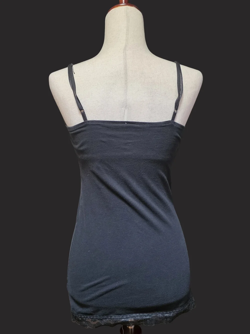 No Boundaries Y2K Black Lace Trim Cami Tank Top